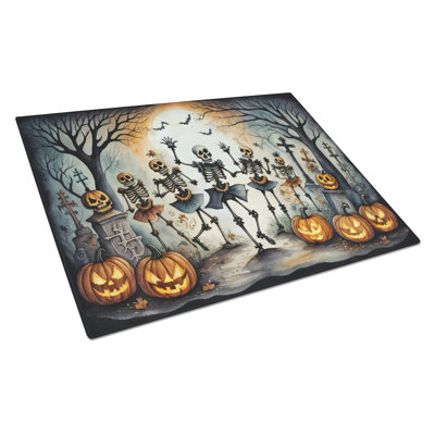 Dancing Skeletons Spooky Halloween Glass Cutting Board Large