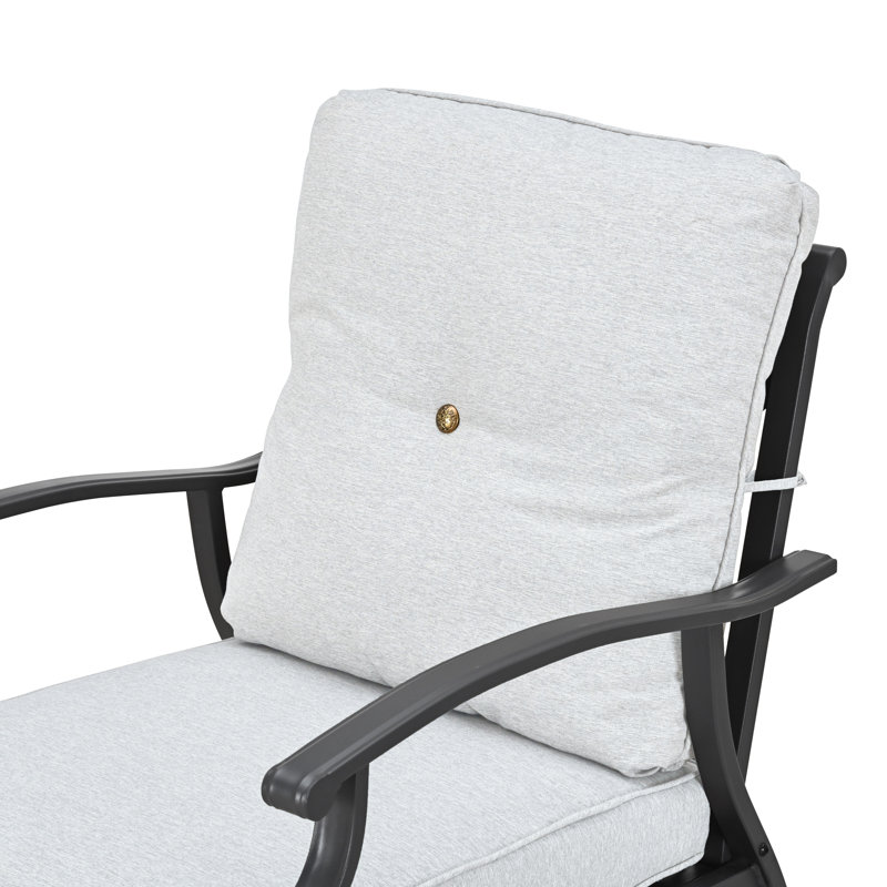 3-Piece Outdoor Chat Set With Cushioned Armchairs And Side Table, White