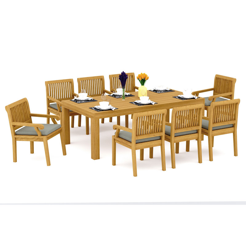 Sack 8 - Person Teak Wood Patio Dining Set with