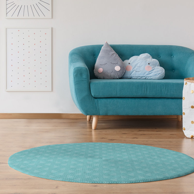 Chenille Geometric Indoor Rug, Round 5'