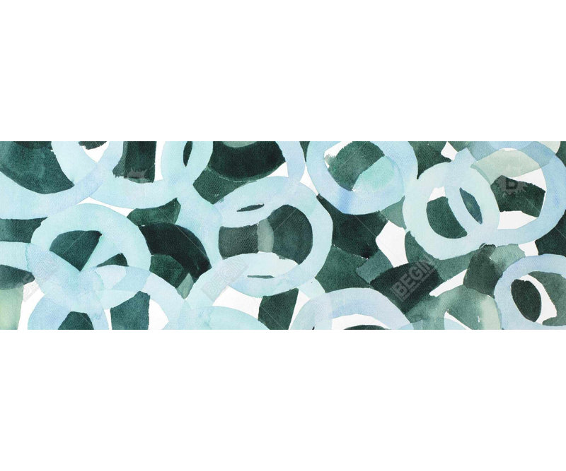 Turquoise, cercles abstraits, toile encadrée, H 49,25 po x l 17,25 po