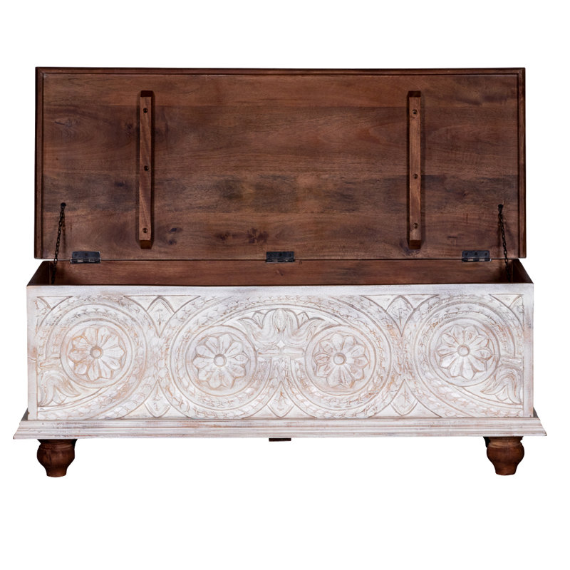 Santillo Solid Wood Blanket Chest, Whitewashed
