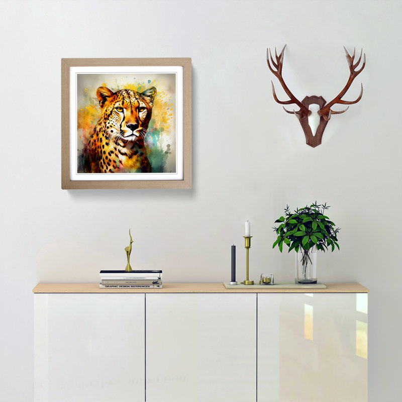 Cheetah Abstract Art - Framed Print, Oak
