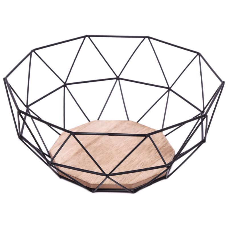 17 Stories Aasr Metal Fruit Basket, Black