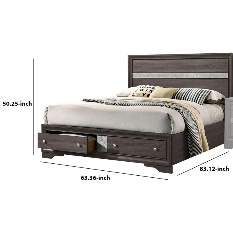 Grand lit plateforme avec rangement Rihard