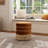 Edward 17.5" Round Upholstered Ottoman With Bullion Fringe-1822486362