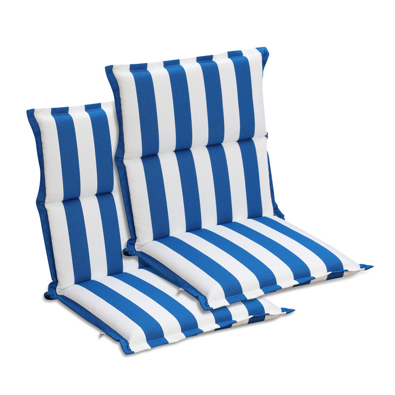  Ensemble de 2 coussins de chaise d'extérieur à bride, 39 x 20 x 2,4 po, Bleu