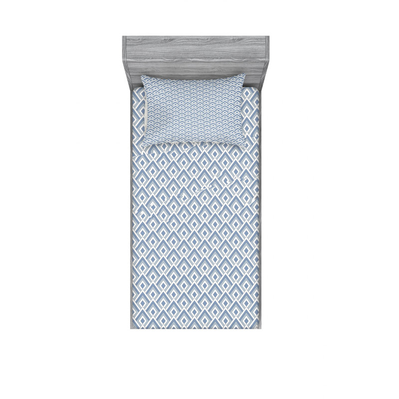 Ensemble de draps géométriques imbriqués Diagonal, Ensemble de draps pour lit simple avec drap-housse