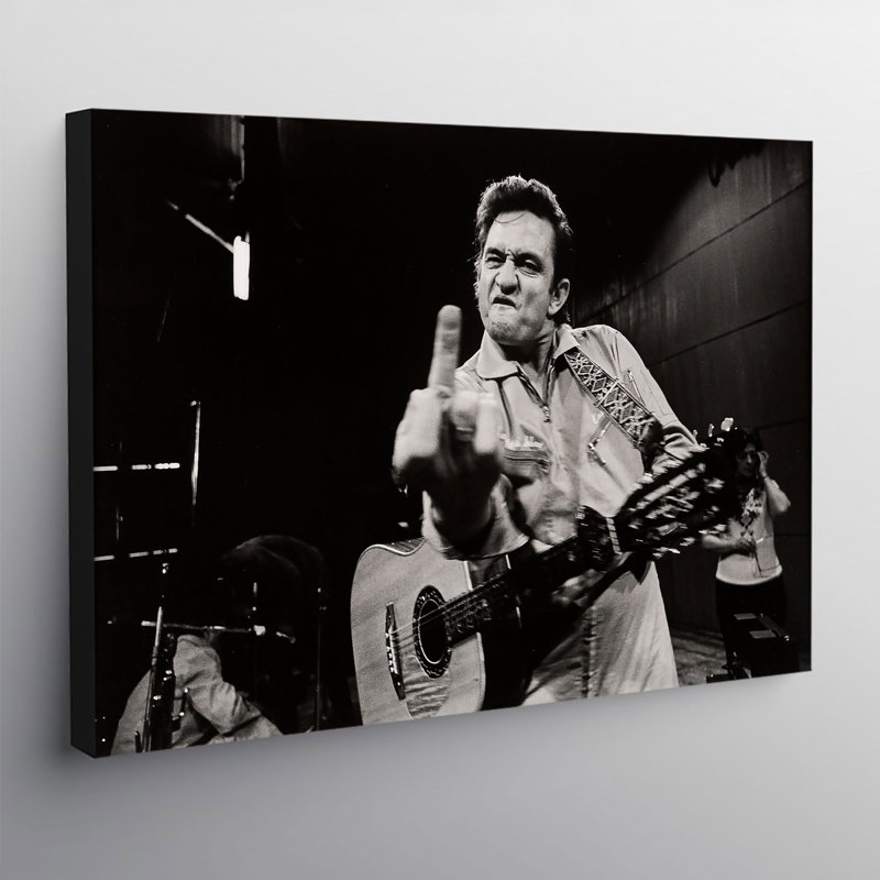 Johnny Cash Finger 1969 San Quentin Prison - Wrapped Canvas Print, 61cm H x 81cm W x 4cm D