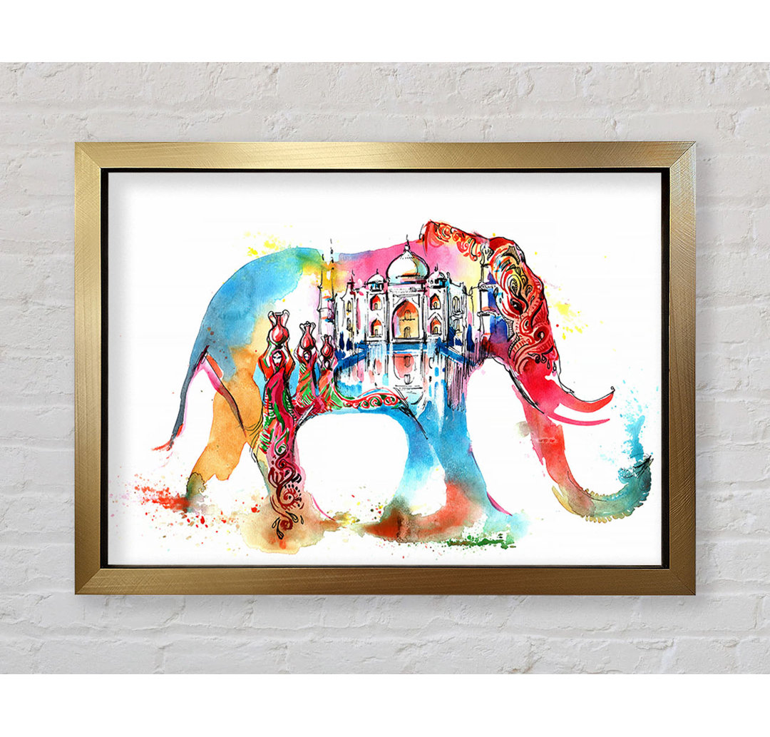 Regenbogen Indischer Elefant - Druck