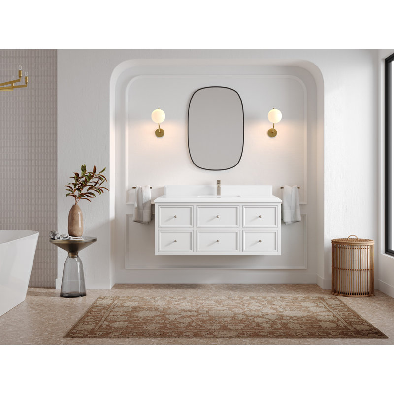 Roswell X P 22 po Meuble-lavabo simple en D, 1,5 PO – blanc