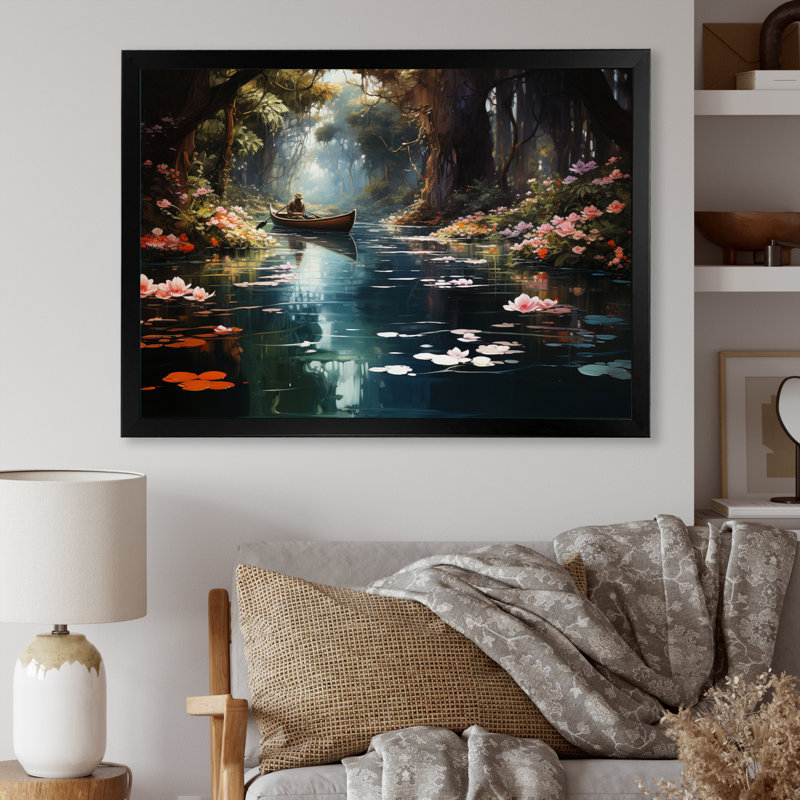 Impression sur toile encadrée, "Brown Canal", Encadrement doré, H 12 po x l 20 po x P 1 po