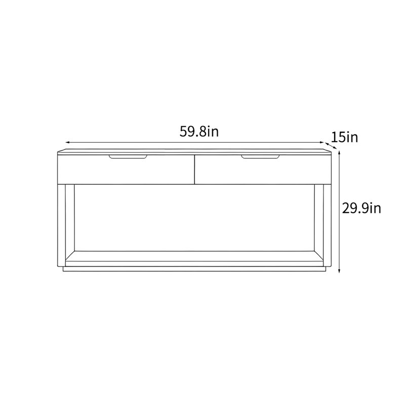 Console simple de style campagne américaine, 29.9" H x 59.8" W x 15" D, Black