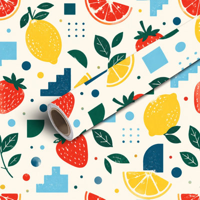 Peel and Stick Wallpaper Contact Paper Lemonade seamless lemons slices ice cubes mint strawberries Self Adhesive and Removable 17.7in x 118in(45x300cm)