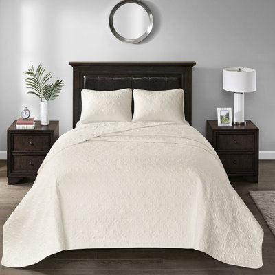 Couvre-lit très grand réversible crème - Rembourrage en coton prélavé pour un sommeil reposant, matelassé et surdimensionné pour couvrir les lits. Excellente 2 taies décoratives incluses dans Cozy Nighttime
