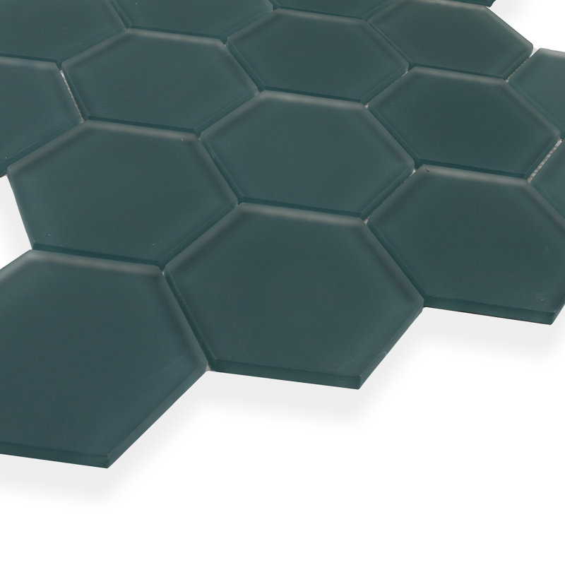 3" Beehive 10.25in.x11.75in. Glass Mosaic Tile, Marine Matte