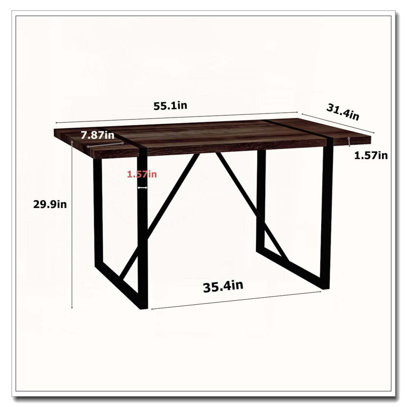 Industrial Rectangular Dining Table, Walnut