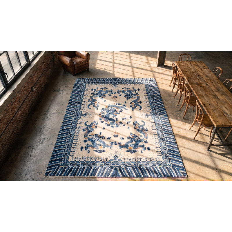 Tapis ningxia antique à cinq griffes chinois