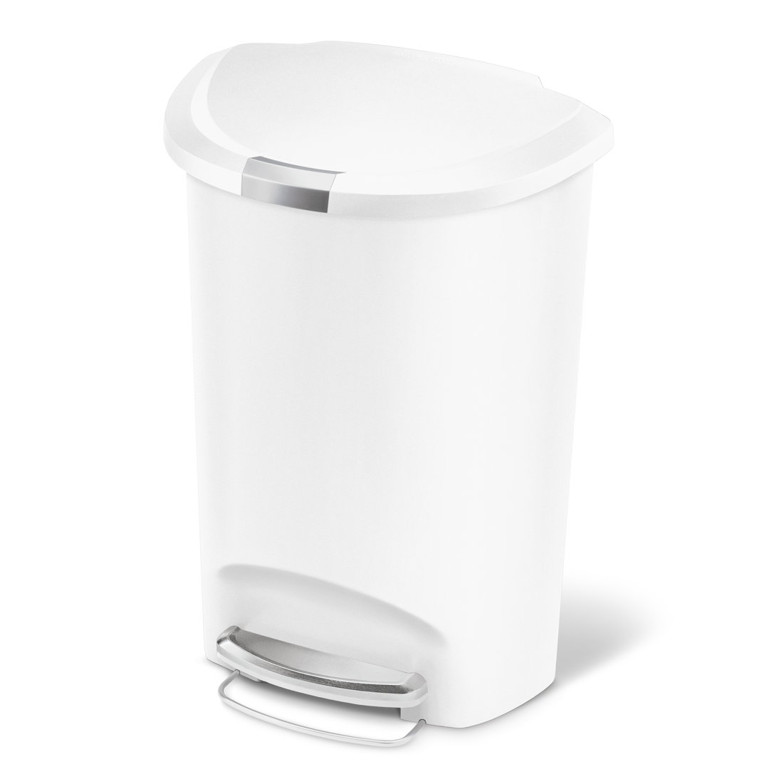 Simplehuman 50 Liter / 13 Gallon Semi-Round Kitchen Step Trash Can with Secure Slide Lock, Plastic simplehuman 