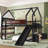 Full Size Loft Bed With Bookshelf Playful Design For Kids House-Shaped Structure With Slide High-Quality Safety Rails-649150736