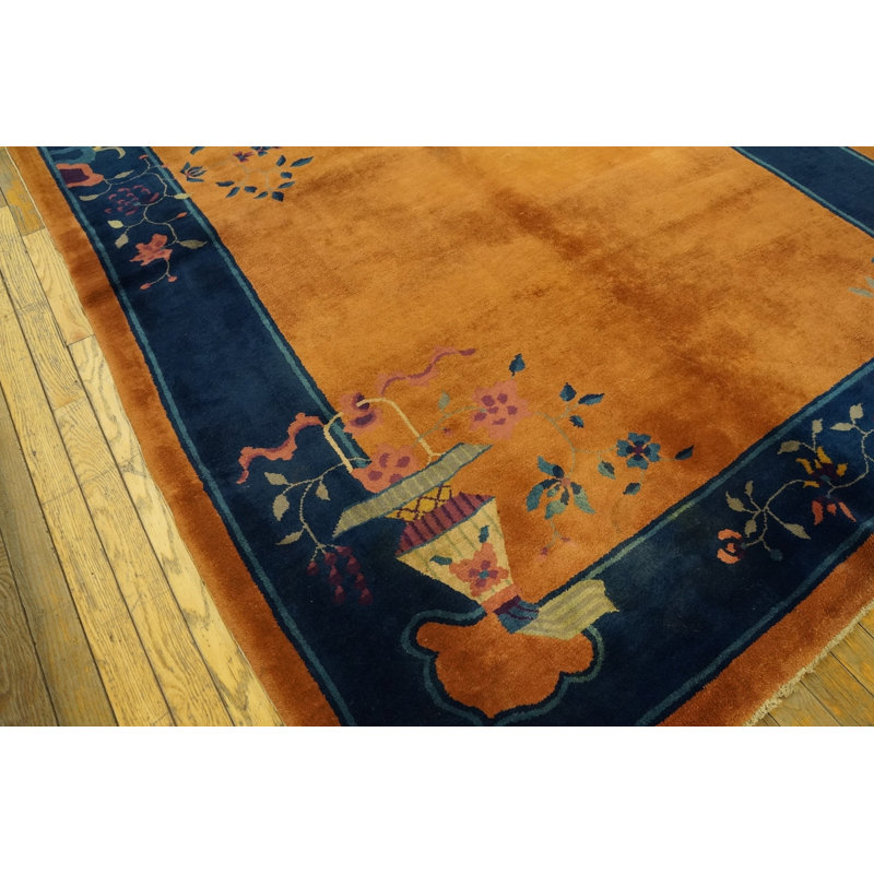Classic Minimalist Antique Small Size Chinese Art Deco Rug