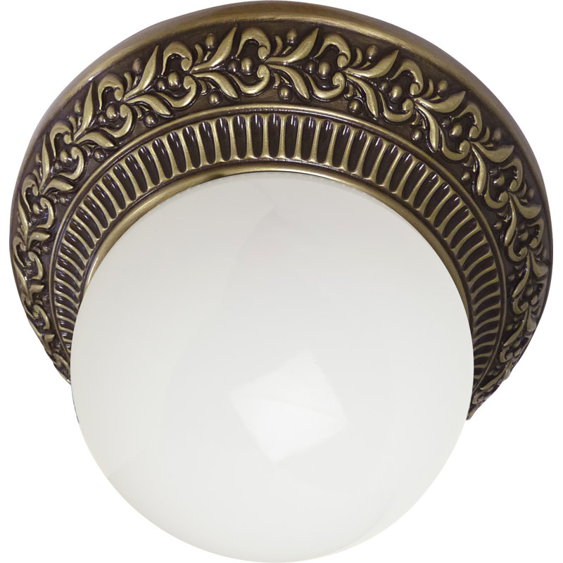 Fosdick Glass LED Semi Flush Mount, Antique Brass