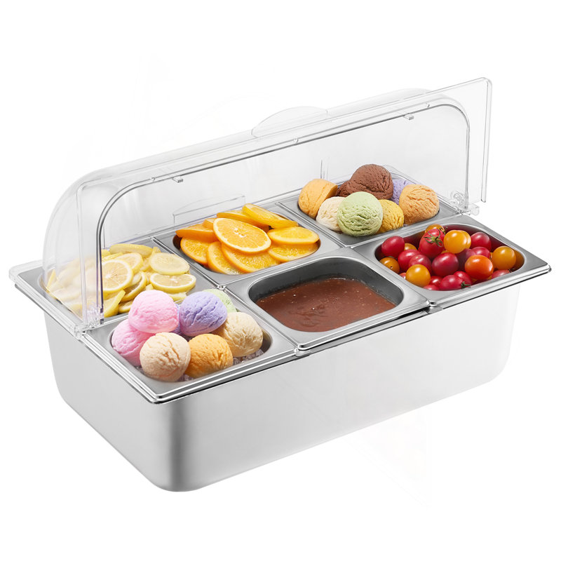 Distributeur de condiments pour comptoir 6 plats avec couvercle