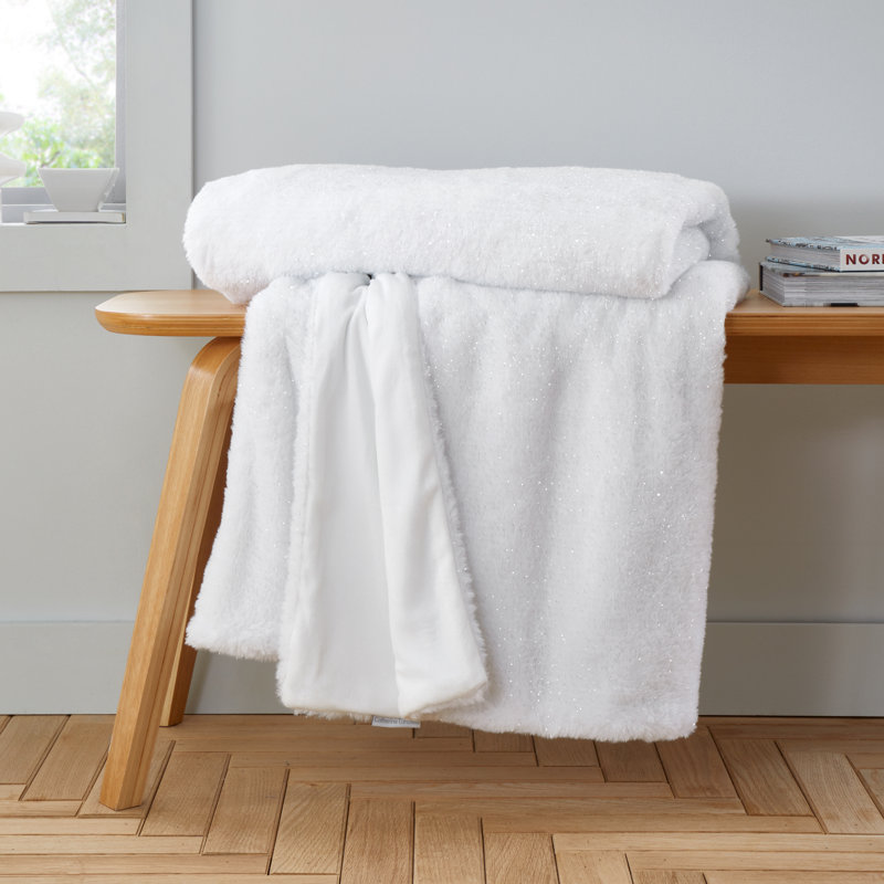 Cosy Glamour Fur Blanket Throw, White