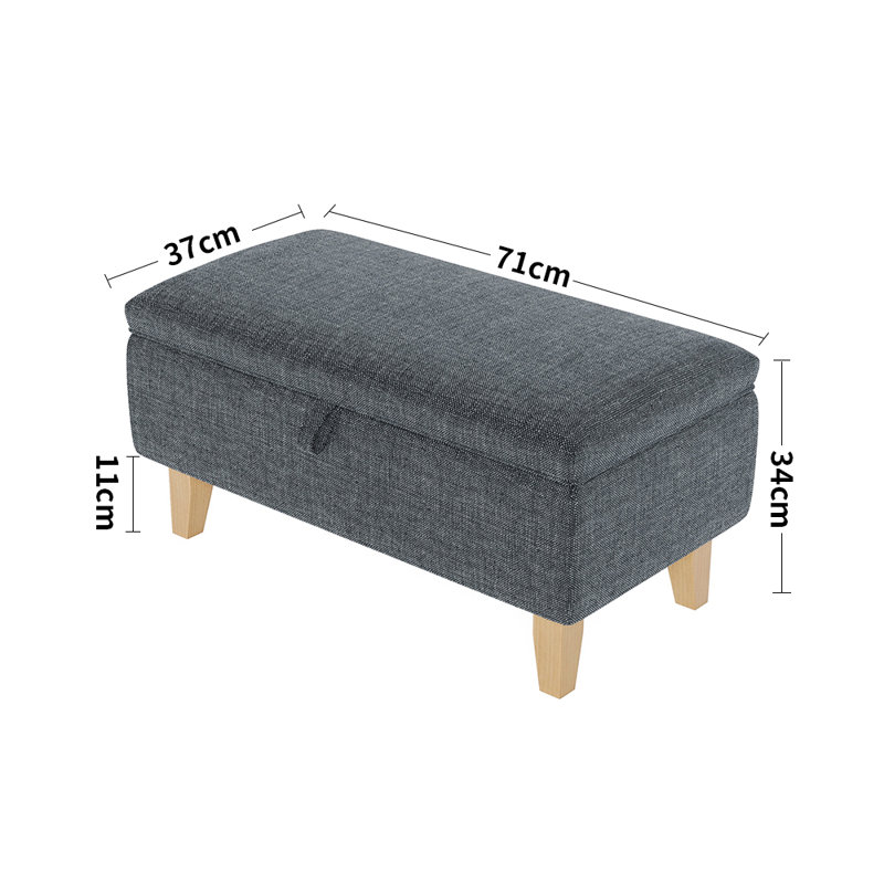 71cm Wide Rectangle No Pattern Footstool Ottoman with Storage