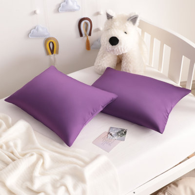 Paquet de 2 taies d'oreiller pour tout-petits en satin de soie luxueux avec fermeture à glissière cachée 13 x 18 po