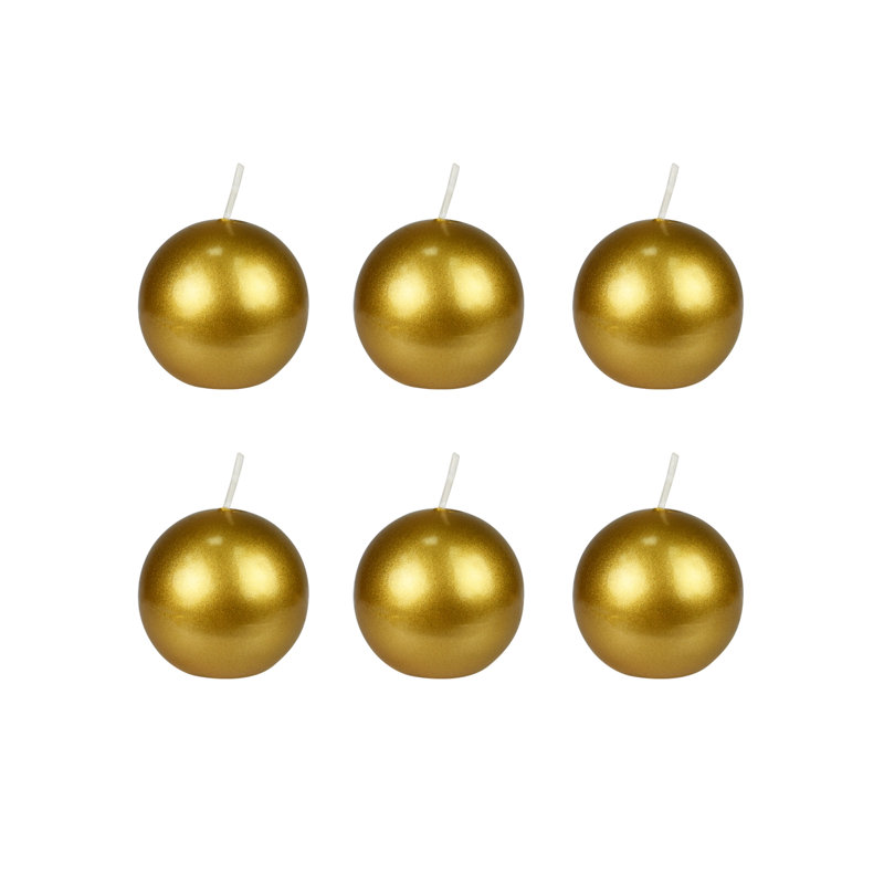 Unscented Novelty Candle, 3" Diameter, Set of 6, Gold