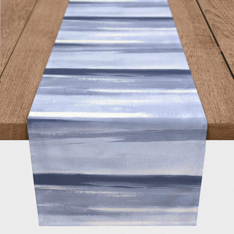 Neville Striped Table Runner, Navy, 90" L x 16" W, Striped 1