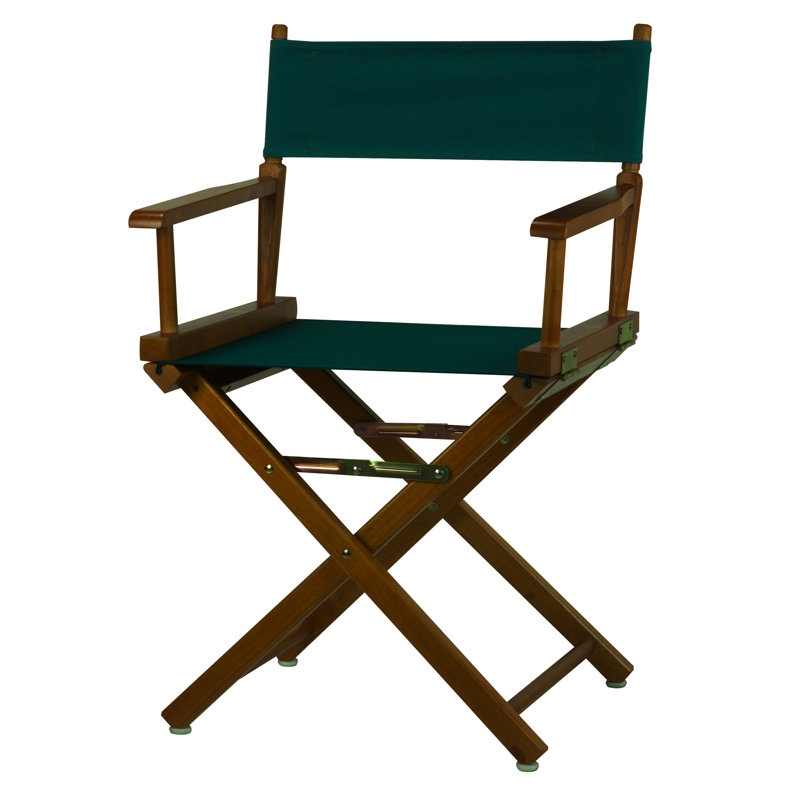 Chaise de réalisateur pliante 18 po, Vert forêt, Chêne miel