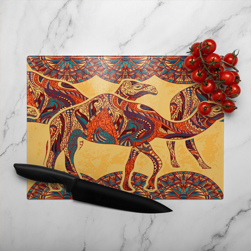 Camels Glass Chopping Board, 40cm L x 28cm W