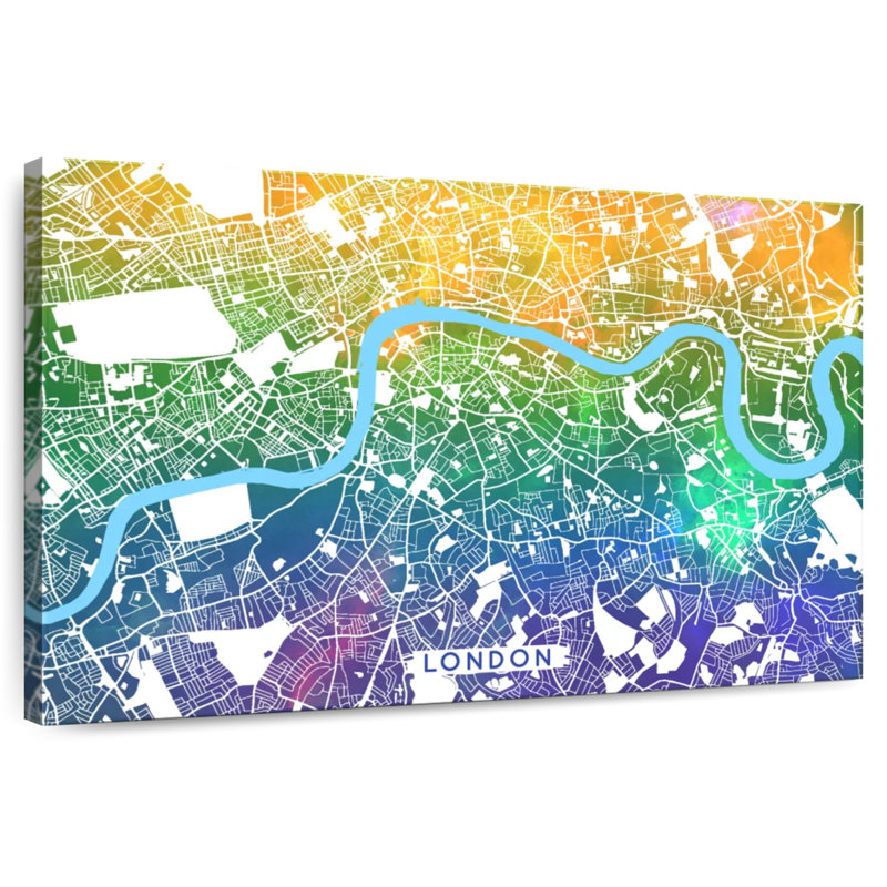 Carte unique de l'Aliaz à Londres, H 20 po x l 30 po