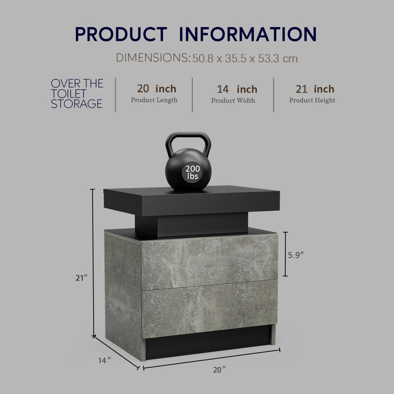 Table de chevet 2 tiroirs Desassure, gris