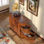Table de bout en bois massif avec 2 tiroirs de rangement, aucun assemblage requis-354571477