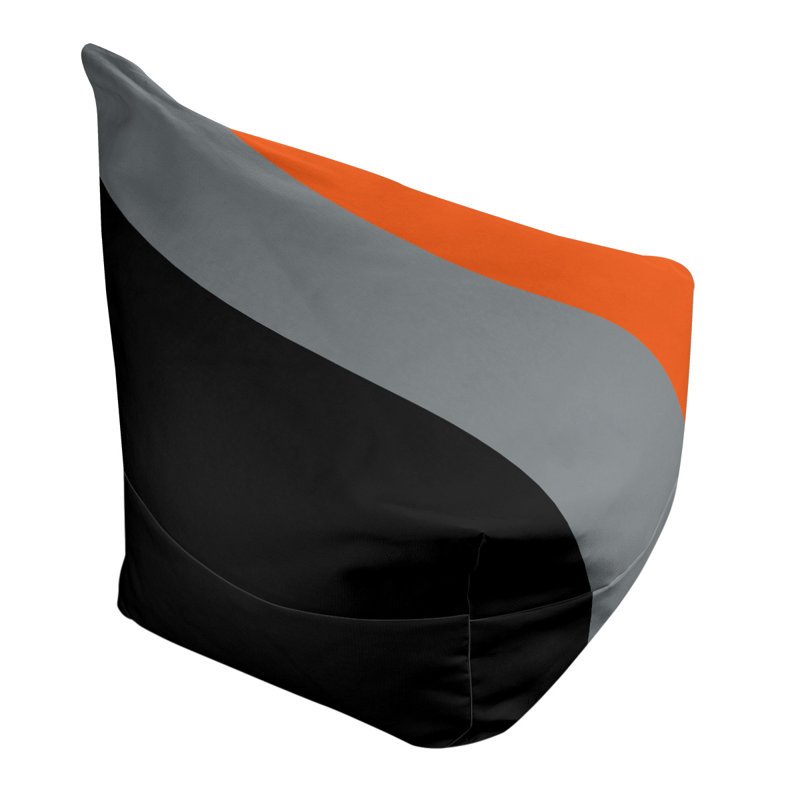 Bean Bag Cover, 30" H x 27" W x 2" D, Black/Silver/Orange