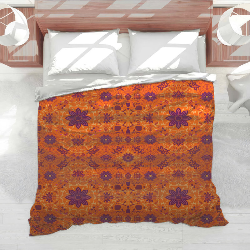 Orange Purple Mandala Pattern Comforter, Twin Extra Long