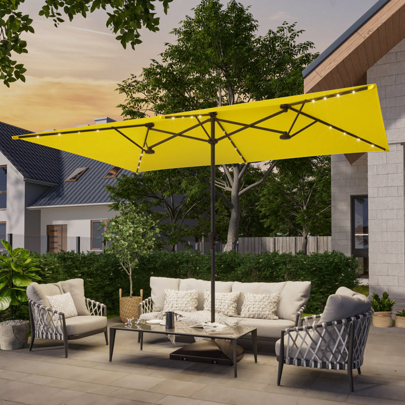Parasol de terrasse à double face 11x7Ft, Jaune