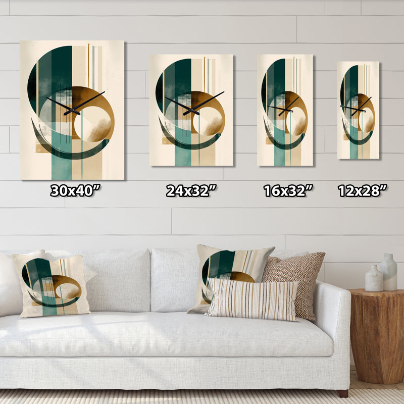 Horloge murale géométrique moderne rétro pleine lune Glorious, H 32 po x l 24 po x P 1 po