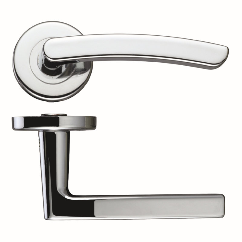 Santiago Latch Door Handle, Polished Chrome