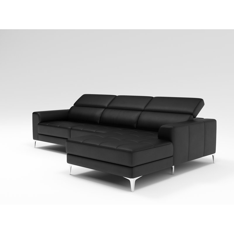 Canapé modulaire en cuir véritable à accoudoirs arrondis 109,5 po avec méridienne droite, Orienté à droite
