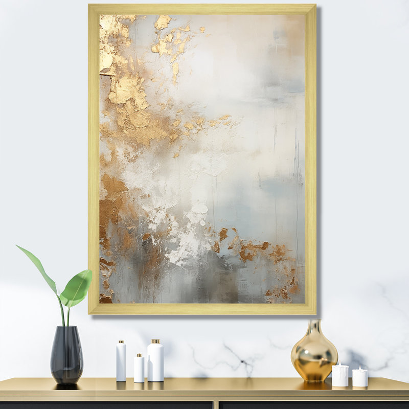 Beige bleu or océan tempête I - formes abstraites, impressions d'art mural, Black Picture Framed, 40" H x 30" W