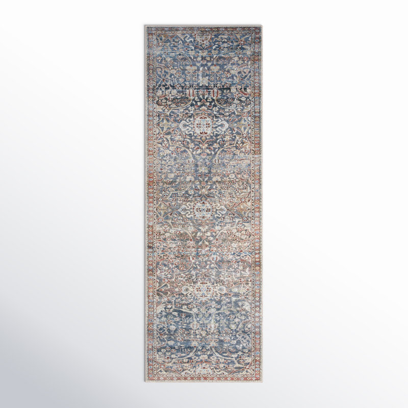 Chris Loves Julia x Loloi Jules Oriental Denim/Spice Area Rug, Runner 2'6" x 7'6"
