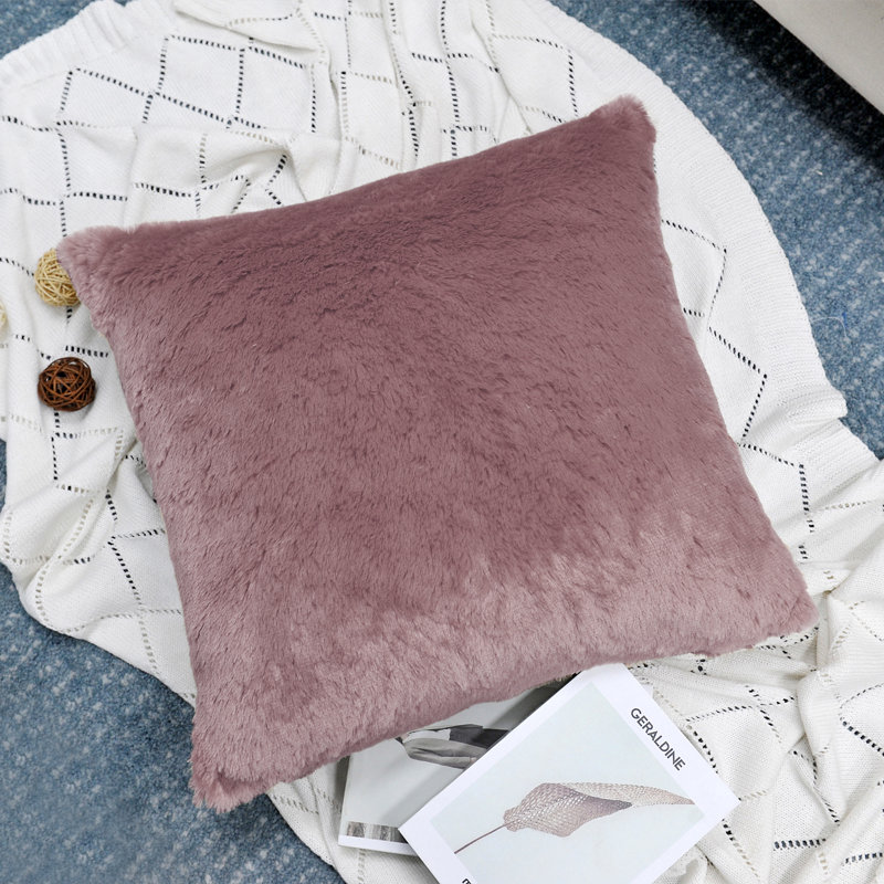 Housse de coussin réversible en fausse fourrure, Lilas