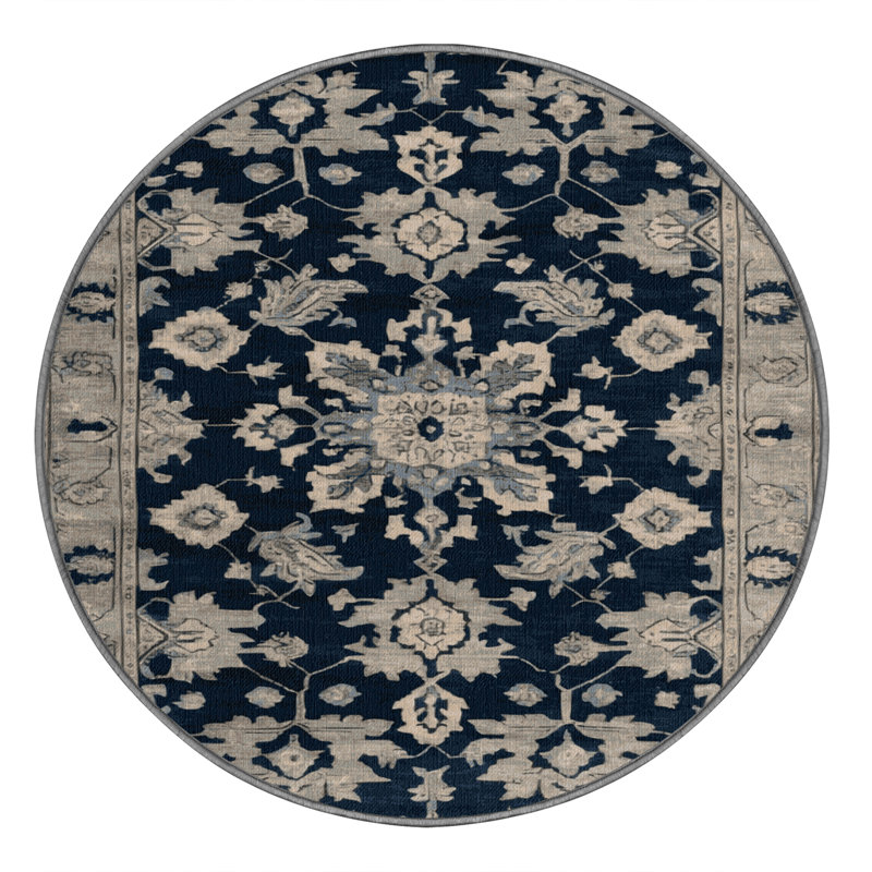 Tapis gris lavable à la machine, Rond 5 pi