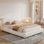 Queen Size Curve-Shaped Headboard Boucle Fabric Upholstered Bed Frame, No Spring Box Needing Bed-999343710-991784178