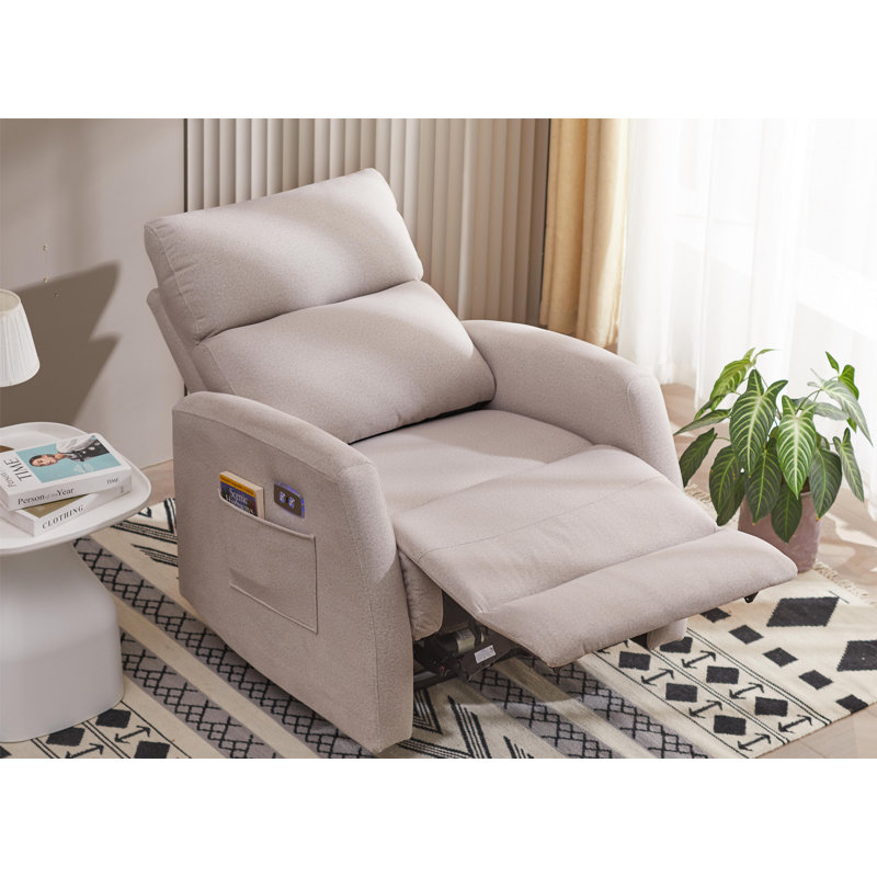 Fauteuil inclinable électrique rembourré, Microfibre beige