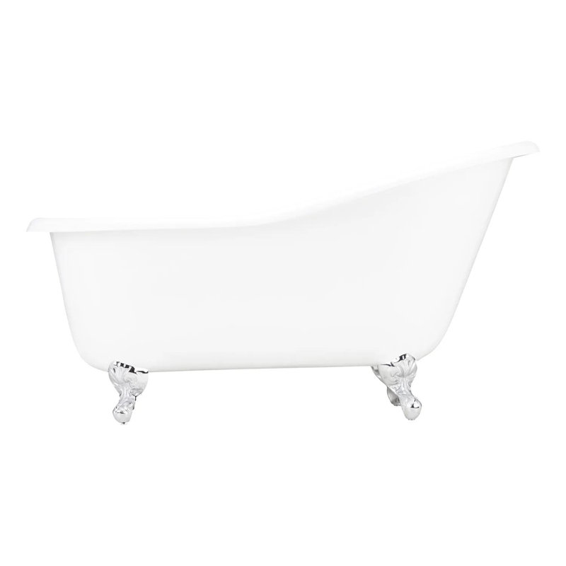 Erica 57" Clawfoot Soaking Cast Iron Bathtub, Chrome